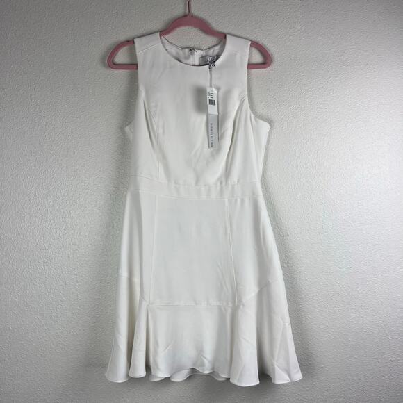 Adelyn Rae Janessa Flounce Dress White Sleeveless Midi Medium NWT - Picture 6 of 9
